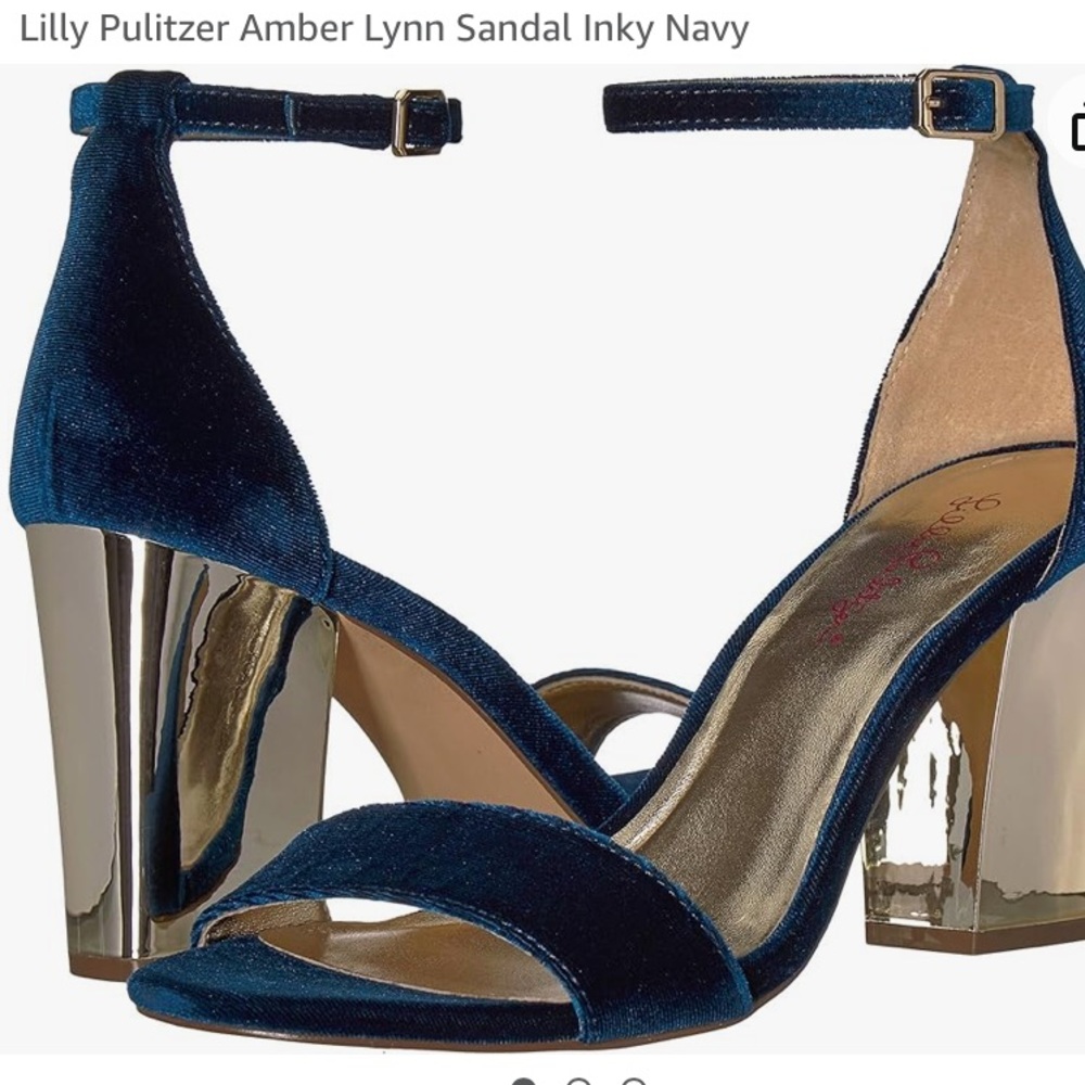 Lilly Pulitzer Amber Lynn Wedding Heels Inky Navy velvet Brand New in the box 9